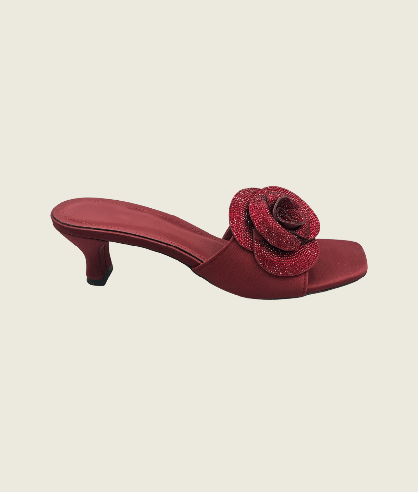 Side Flower Medium Heel Slipper – MH10025