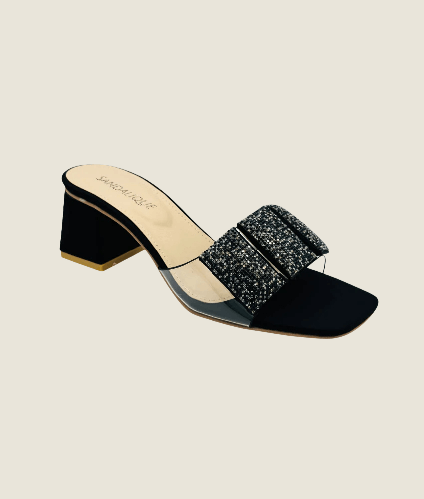 3 Cubes Crystal Embellished Medium Heel Slipper - MH10021
