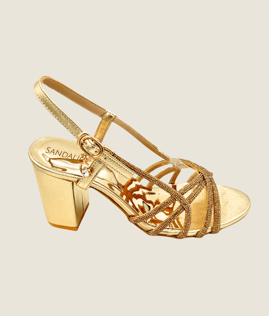 Bridal Chained Block Heel Sandal – HH10030 - Sandalique Block Heel