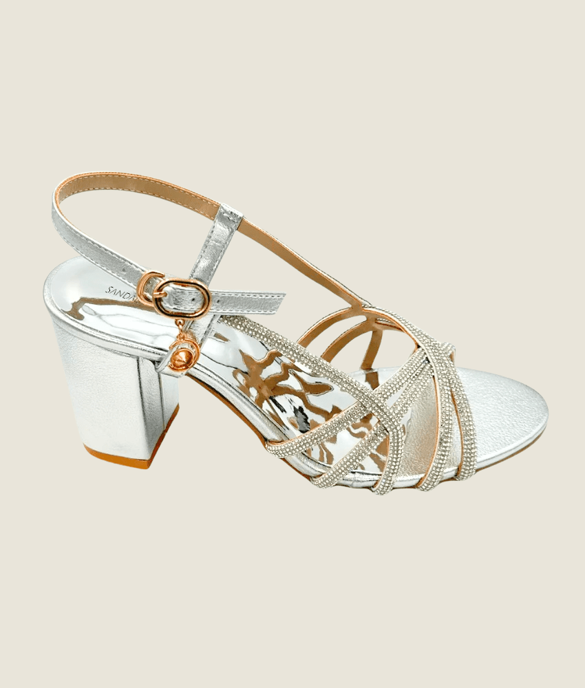 Bridal Chained Block Heel Sandal – HH10030 - Sandalique Block Heel