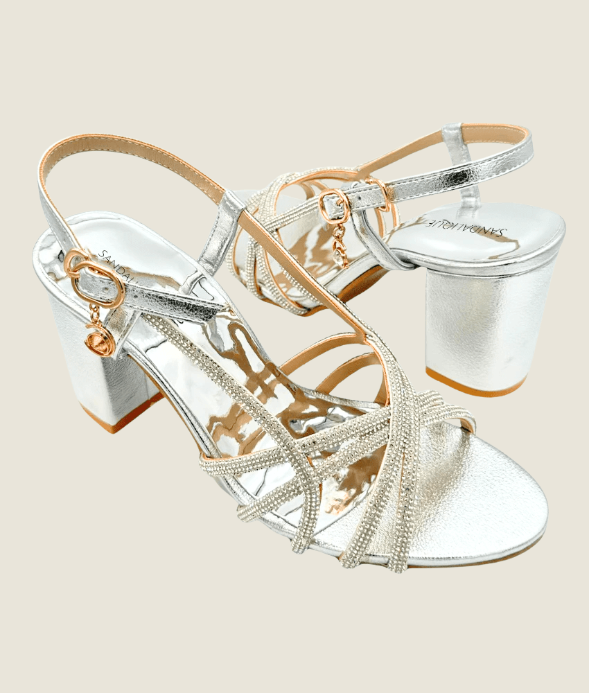 Bridal Chained Block Heel Sandal – HH10030 - Sandalique Block Heel