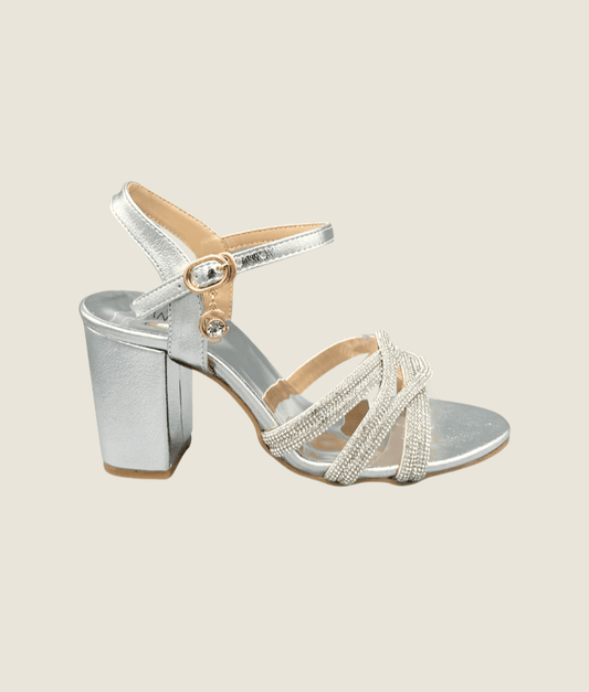 Cross straps Heel Sandal - HH10038 - Sandalique Block Heel