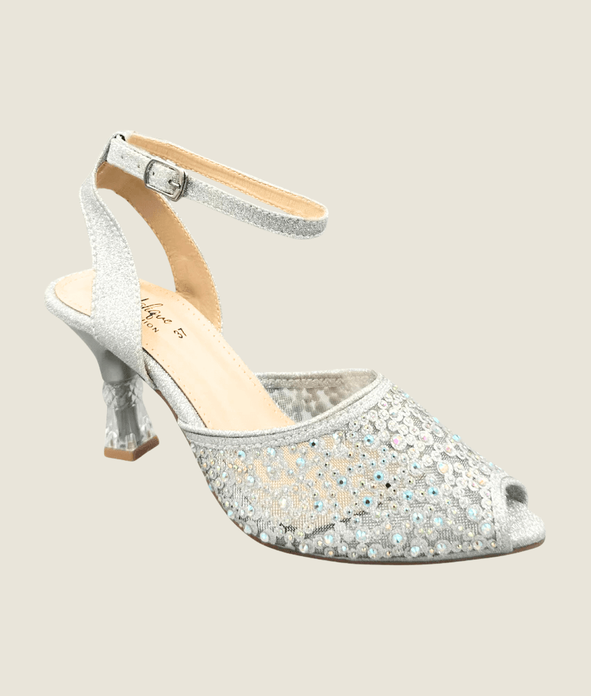Crystal Glow Peep Toe Heel - MH10032 - Sandalique Block Heel