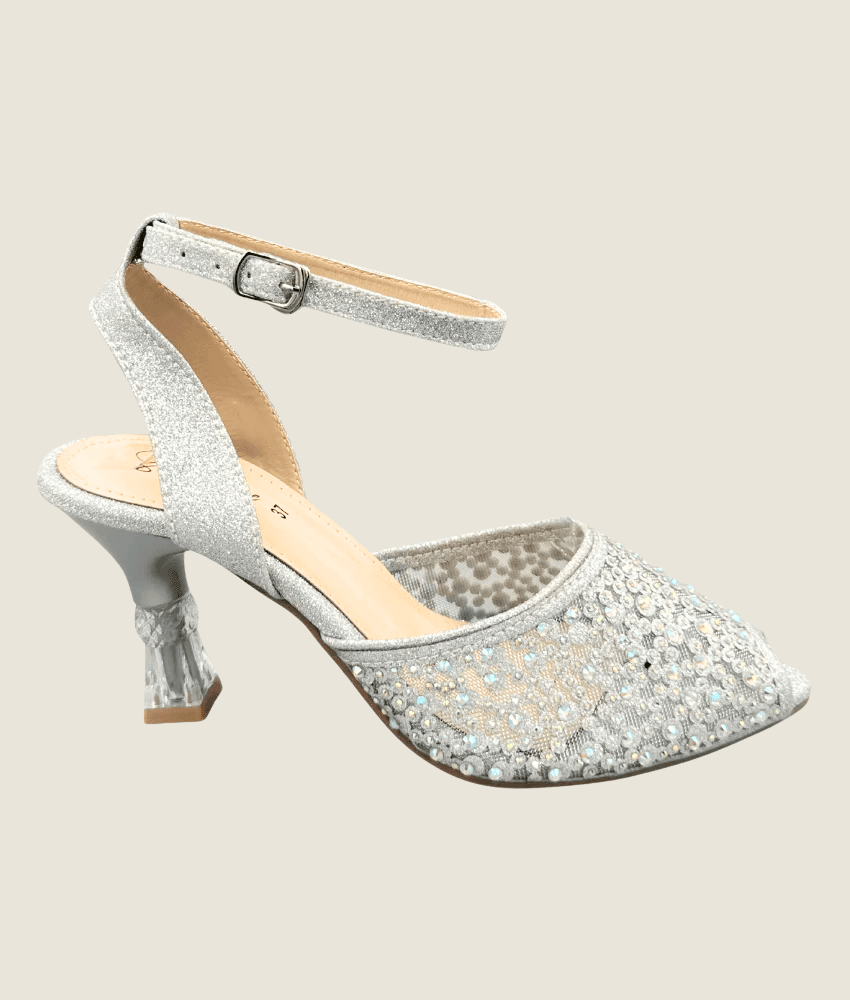 Crystal Glow Peep Toe Heel - MH10032 - Sandalique Block Heel