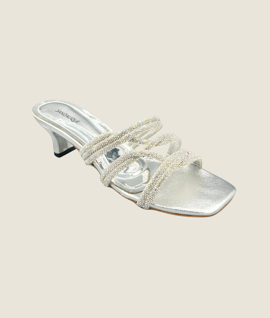 Crystal Strappy Medium Heel - MH10024