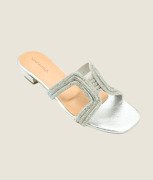 Fancy Beaded Square Strap Slippers - FT10027 - Sandalique Flats