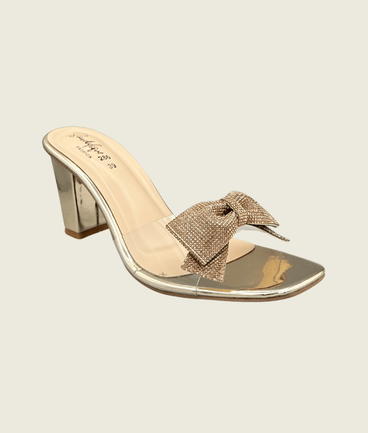 Gleam Bow Charm Block Heels - HH1003