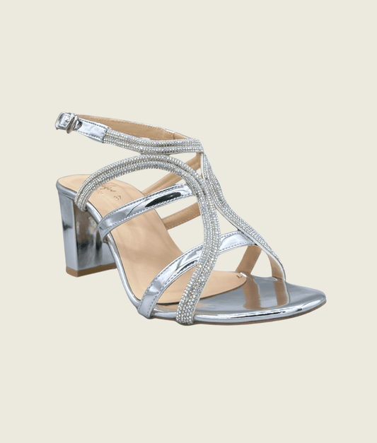 HH10027 Silver Bridal Block Heel Sandals