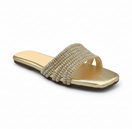 Sandalique FT10010 Gold Crystal Wave Flats