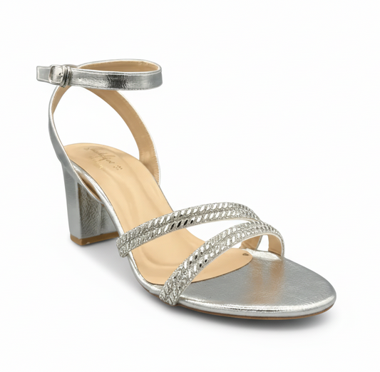 Sandalique HH10021SL Metalic Strap Block Heel Sandals