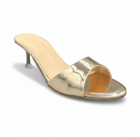 Sandalique SM1003SL Gold Glossy Kitten Heel