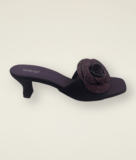 Side Flower Medium Heel Slipper – MH10025 - Sandalique Medium Heel Slippers
