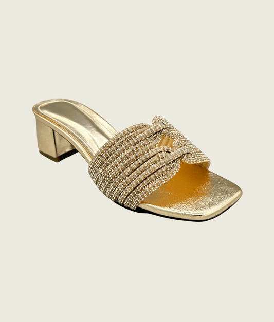 Twist-Glow Rhinestone Block-Heel - MH1002