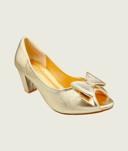 Noir Bow Peep-Toe Block Heels - MH10039