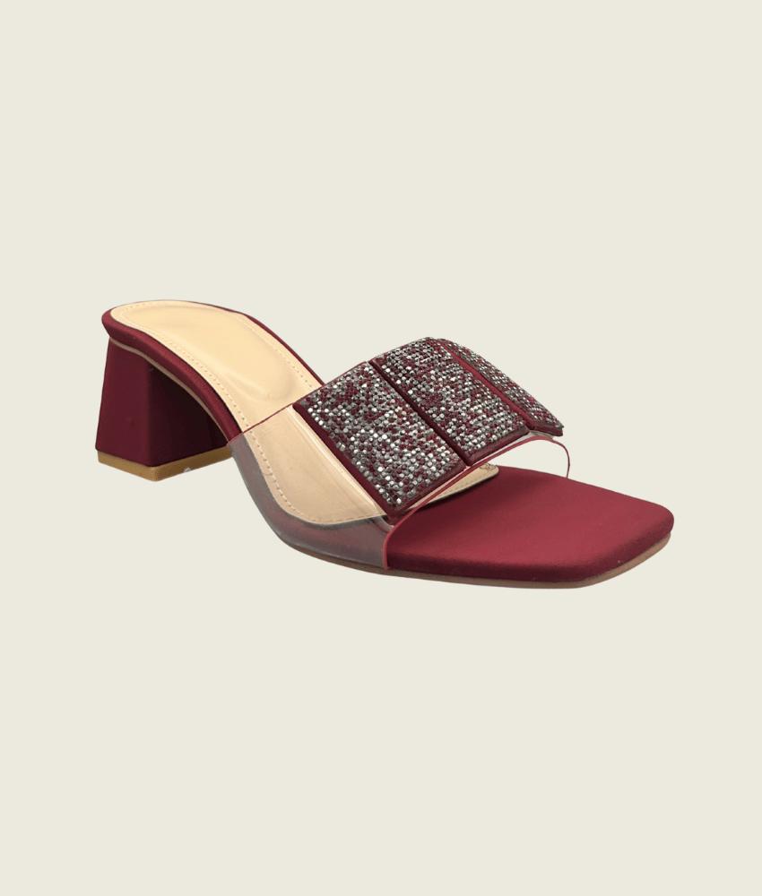 3 Cubes Crystal Embellished Medium Heel Slipper - MH10021