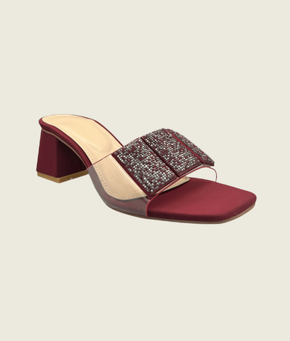 3 Cubes Crystal Embellished Medium Heel Slipper - MH10021