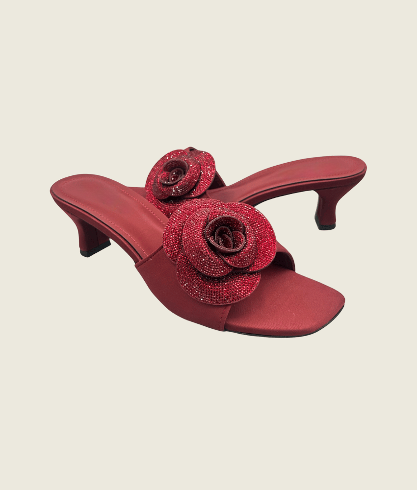 Side Flower Medium Heel Slipper – MH10025