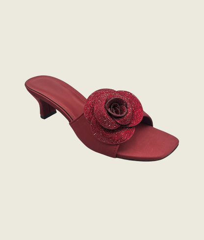 Side Flower Medium Heel Slipper – MH10025