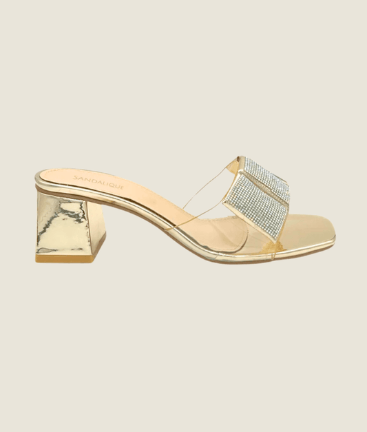 3 Cubes Crystal Embellished Medium Heel Slipper - MH10021 - Sandalique Medium Heel Slippers
