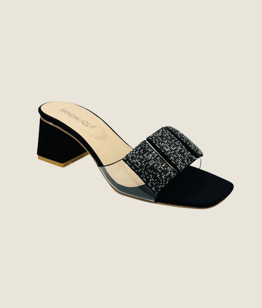 3 Cubes Crystal Embellished Medium Heel Slipper - MH10021