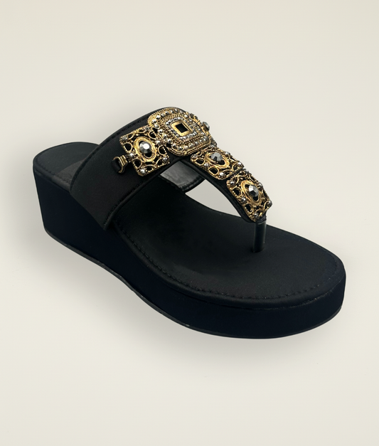 Antique Embellished  Wedge Slipper FT10026