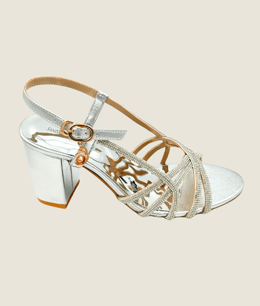 Bridal Chained Block Heel Sandal – HH10030 - Sandalique Block Heel