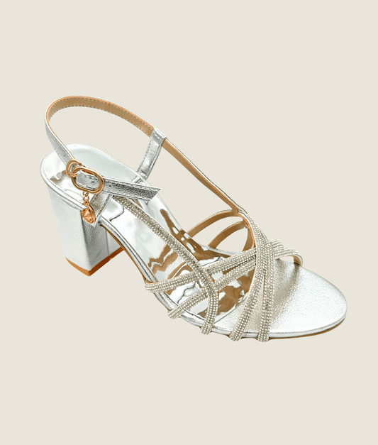 Bridal Chained Block Heel Sandal – HH10030 - Sandalique Block Heel