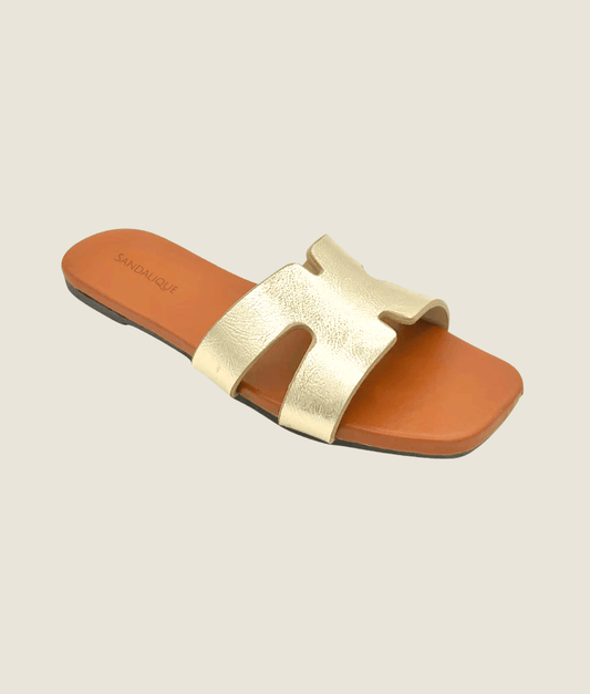 Casual Metallic Flat Slippers for Women - FT10029 - Sandalique Flats