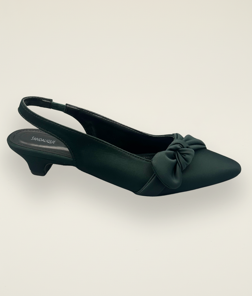 Casual Side Knot Satin Small Heel – SM10036 - Sandalique Small Heel