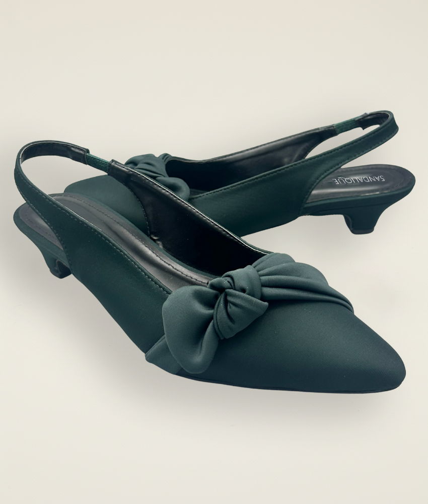 Casual Side Knot Satin Small Heel – SM10036 - Sandalique Small Heel