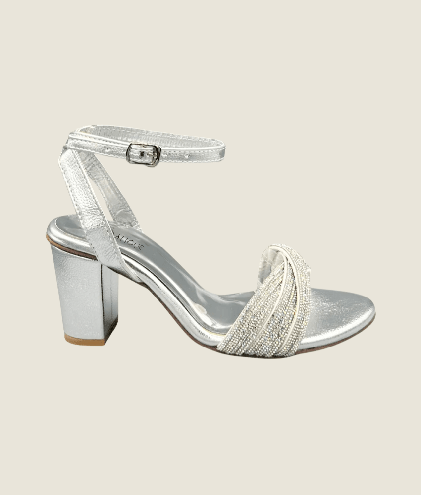 Cross Chained Heel Sandal - HH10037 - Sandalique Block Heel