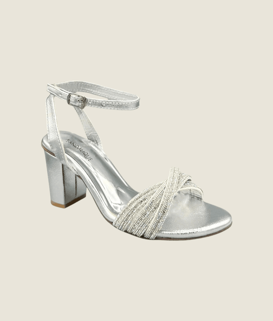 Cross Chained Heel Sandal - HH10037 - Sandalique Block Heel