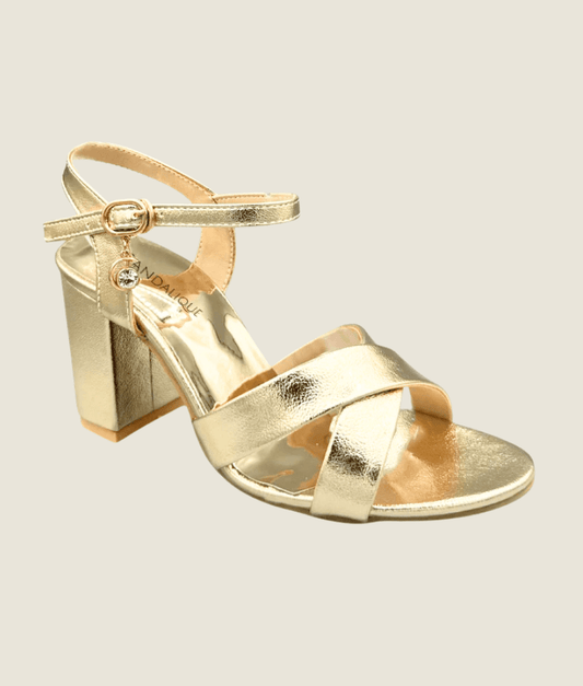 Cross Patent Block Heel Sandal – HH10033 - Sandalique High Heel