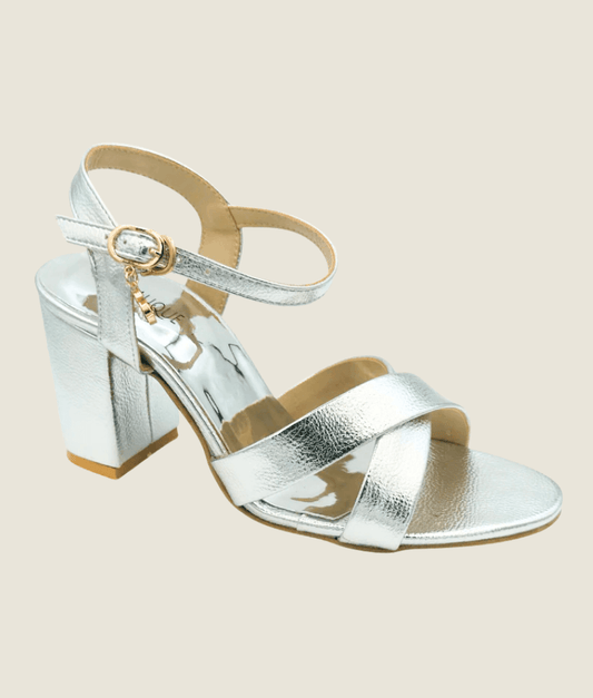 Cross Patent Block Heel Sandal – HH10033 - Sandalique High Heel