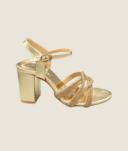 Cross straps Heel Sandal - HH10038 - Sandalique Block Heel