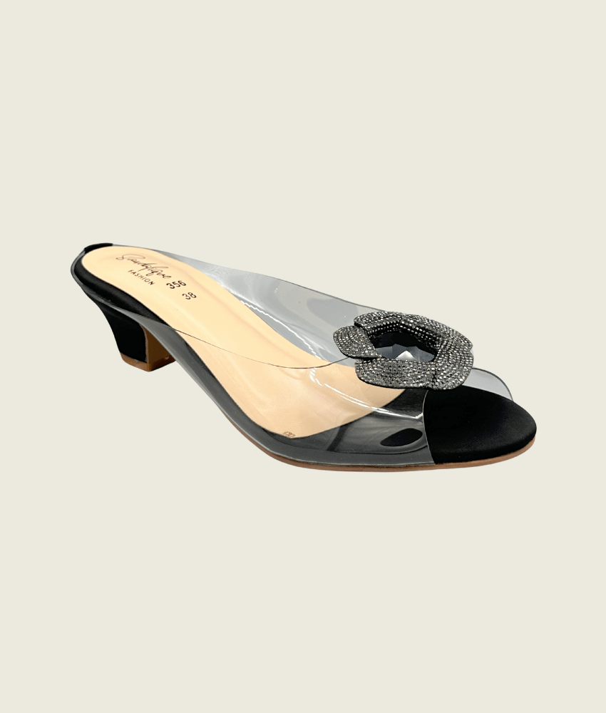 Crystal Bloom Clear-Strap Mules - MH1002