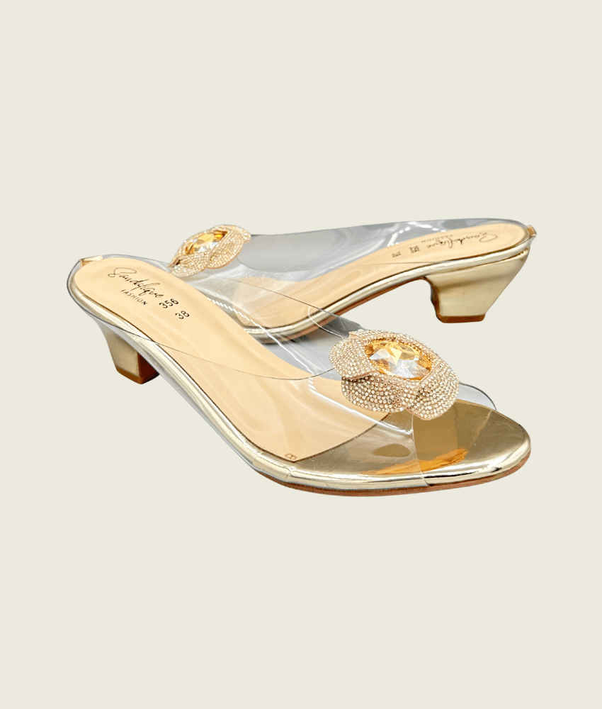 Crystal Bloom Clear-Strap Mules - MH1002