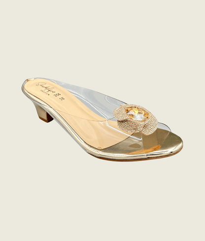 Crystal Bloom Clear-Strap Mules - MH1002