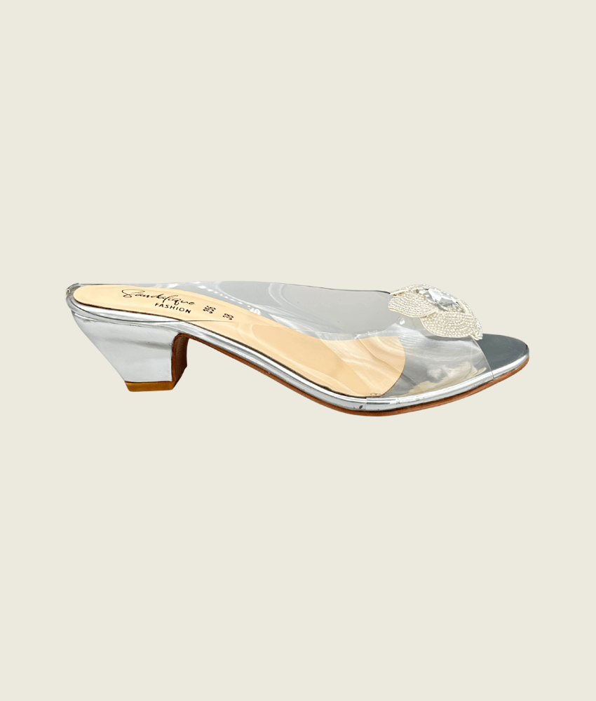Crystal Bloom Clear-Strap Mules - MH1002
