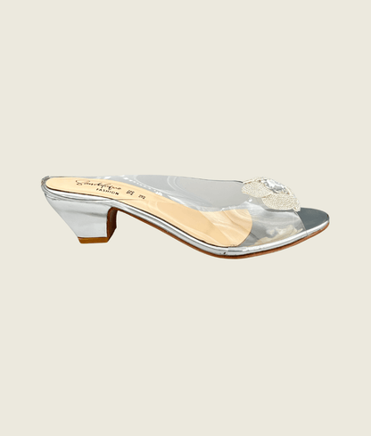Crystal Bloom Clear-Strap Mules - MH1002