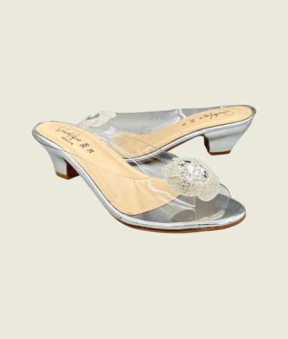 Crystal Bloom Clear-Strap Mules - MH1002