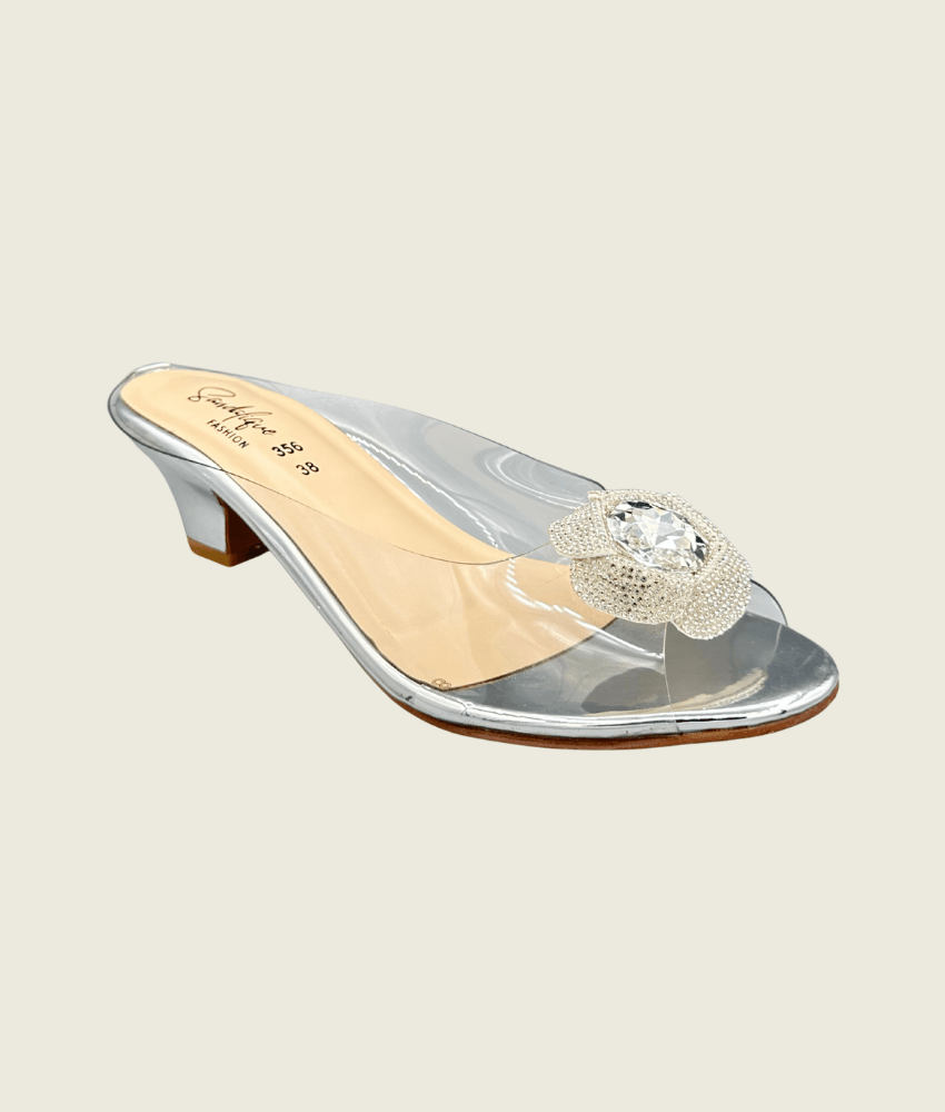 Crystal Bloom Clear-Strap Mules - MH1002