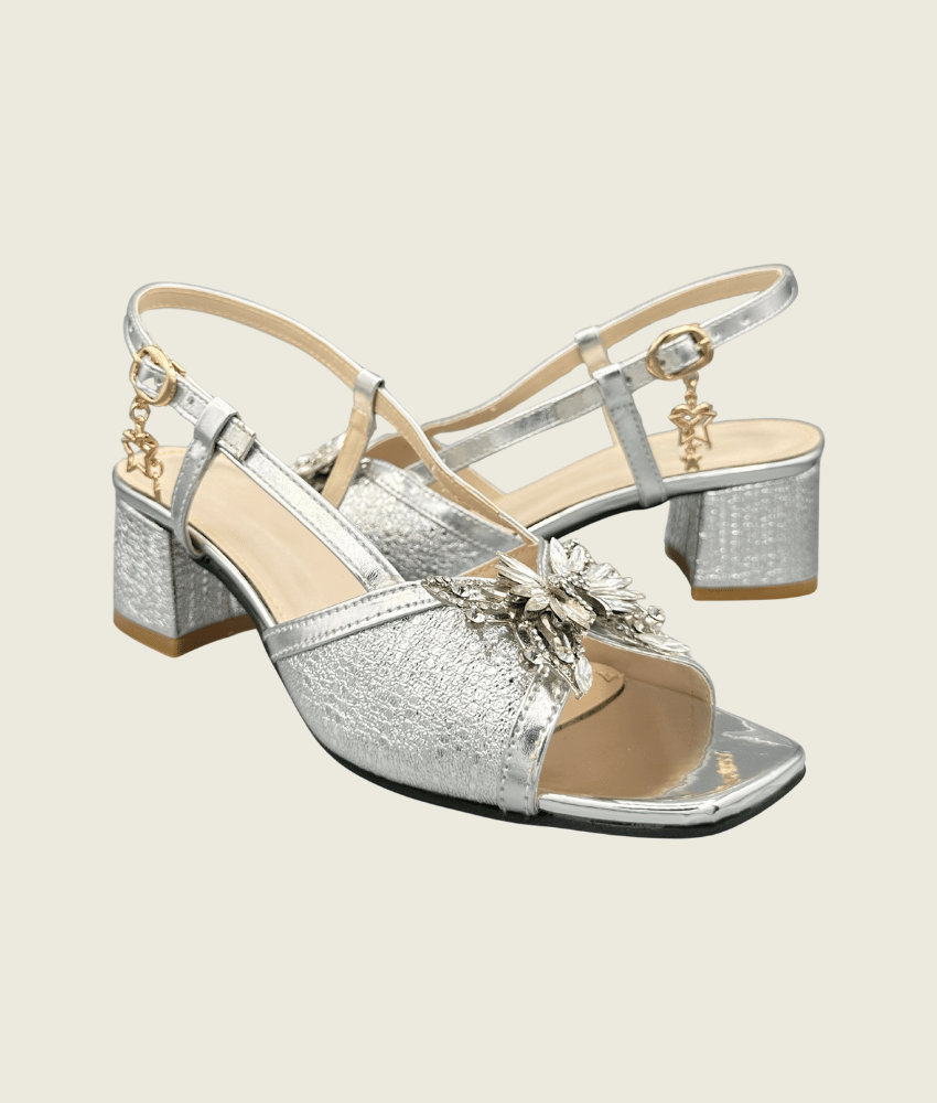 Crystal Bloom Slingback Heels - MH1008