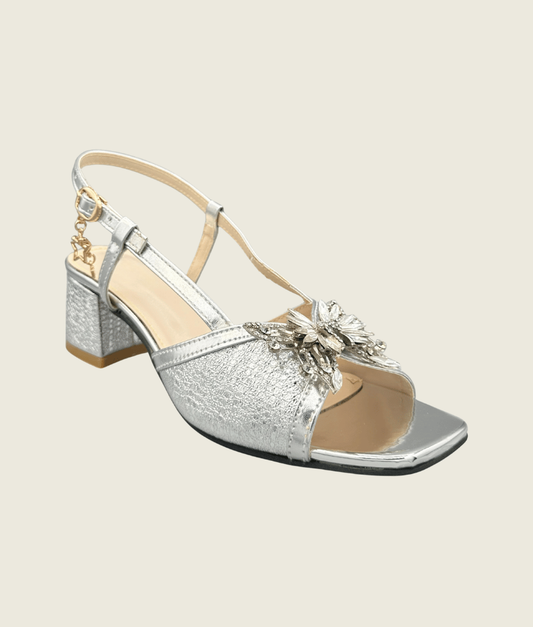 Crystal Bloom Slingback Heels - MH1008