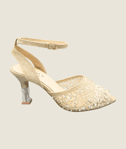 Crystal Glow Peep Toe Heel - MH10032 - Sandalique Block Heel