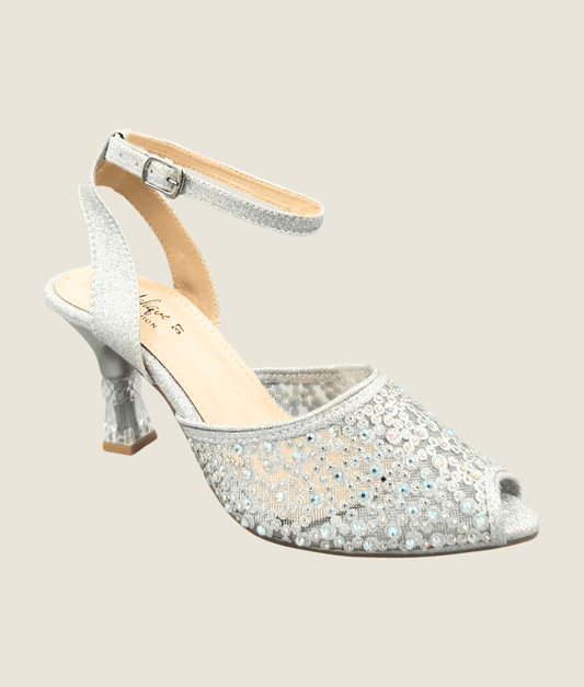 Crystal Glow Peep Toe Heel - MH10032 - Sandalique Block Heel