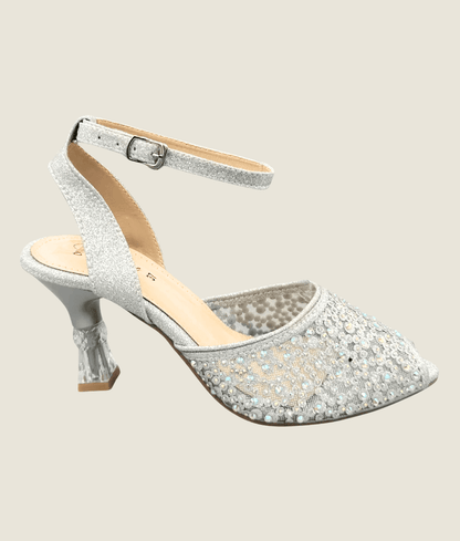 Crystal Glow Peep Toe Heel - MH10032 - Sandalique Block Heel