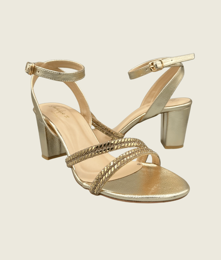 Crystal Strap Block Heel Sandals - HH10021