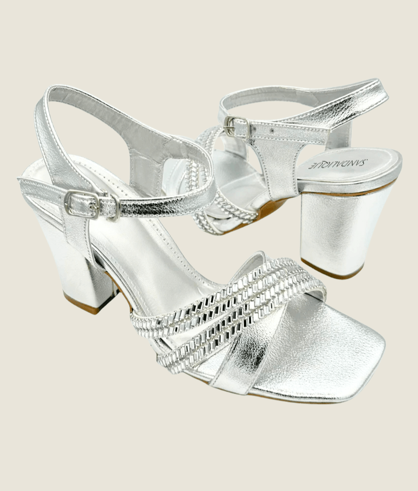 Dual Chained Fancy Block Heel – HH10035 - Sandalique Block Heel
