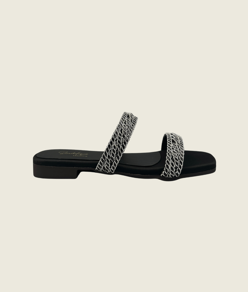 FT10018 -Black Dual Straps Everyday Slides